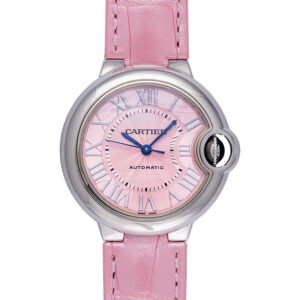 Découvrez la montre Cartier Ballon Bleu 33mm pour femme. Modèle neuf en acier avec cadran et bracelet alligator rose. Boîte et papiers. Envoi sécurisé.