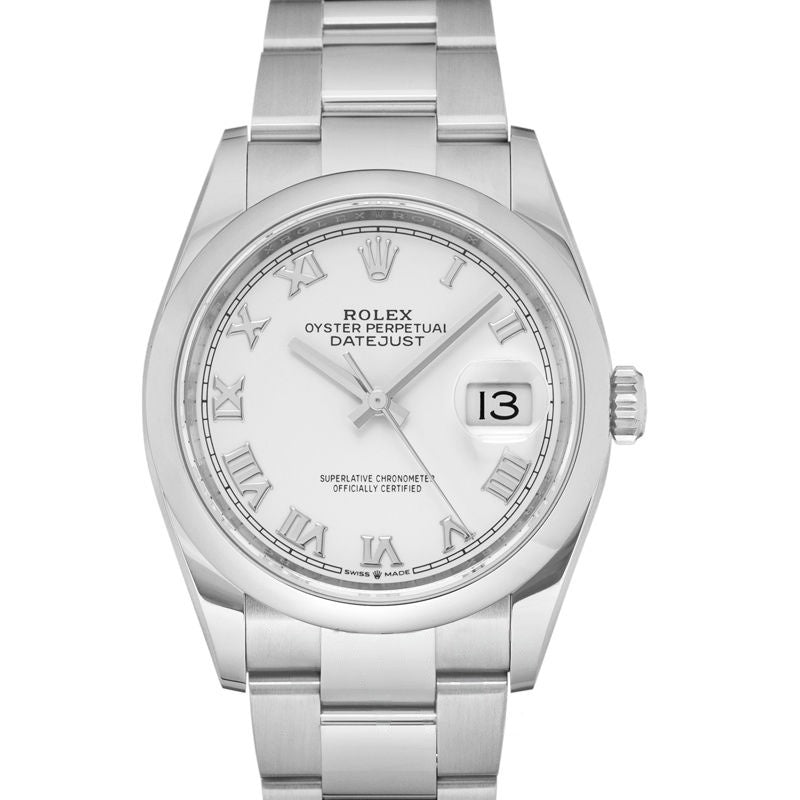 datejust 36 mm, cadran blanc en acier inoxydable datejust 36 mm, cadran blanc en acier inoxydable